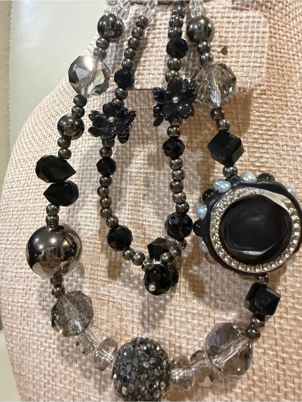 New Handmade Black and Silver Bag Charm or Phone Charm